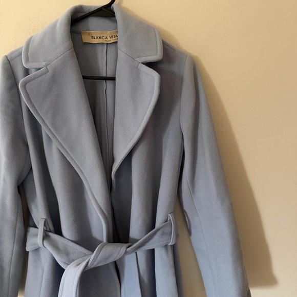 BLANCA VITA Jackets & Blazers - Blanca Vita Wool Blend Calistea Wrap Coat | Light Blue